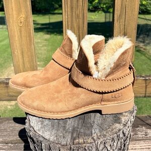 UGG McKay Chestnut Suede Shearling Slip On Booties size 10